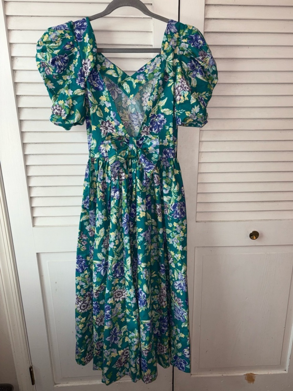 Vintage Laura Ashley 80s Puff Sleeve Floral Midi Dress Bow Back Cottagecore 8 - Picture 5 of 8